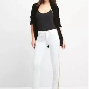 Gap Straight White Jeans with Gold Metallic Side Ankle Zips - size 30R